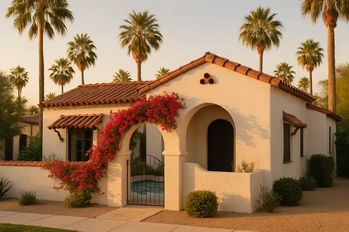 Illustrative Movie Colony Spanish-revival bungalow